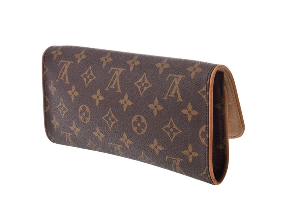 Louis Vuitton Bag Twin Leather Monogram Brown Pochette Brown
